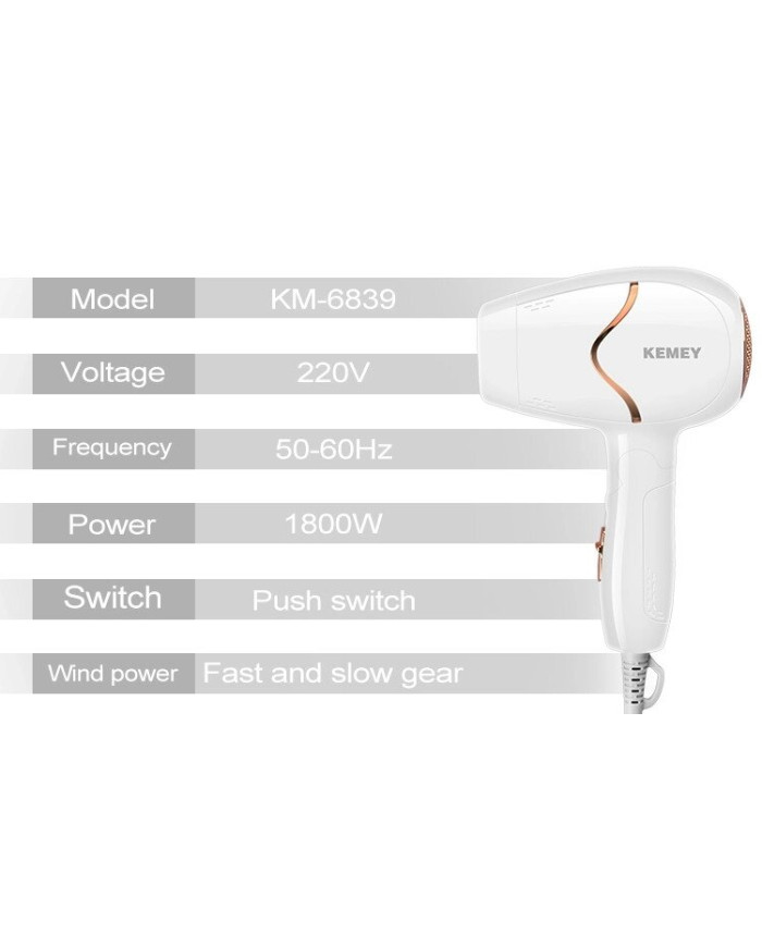 Фен дорожній Kemei Km-6839
