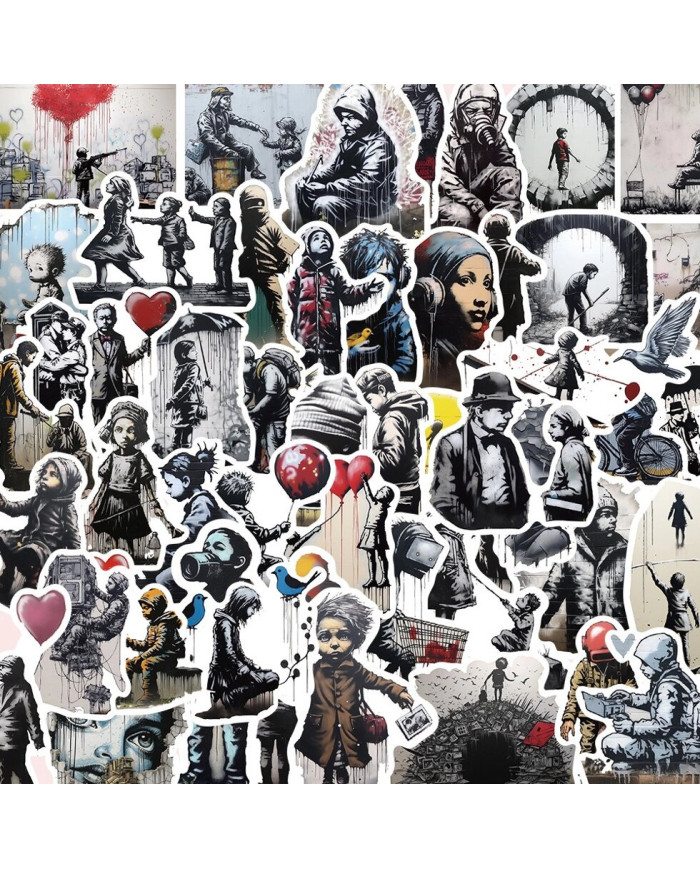 Набір наклейок Banksy 50 шт, стікери самоклеючі