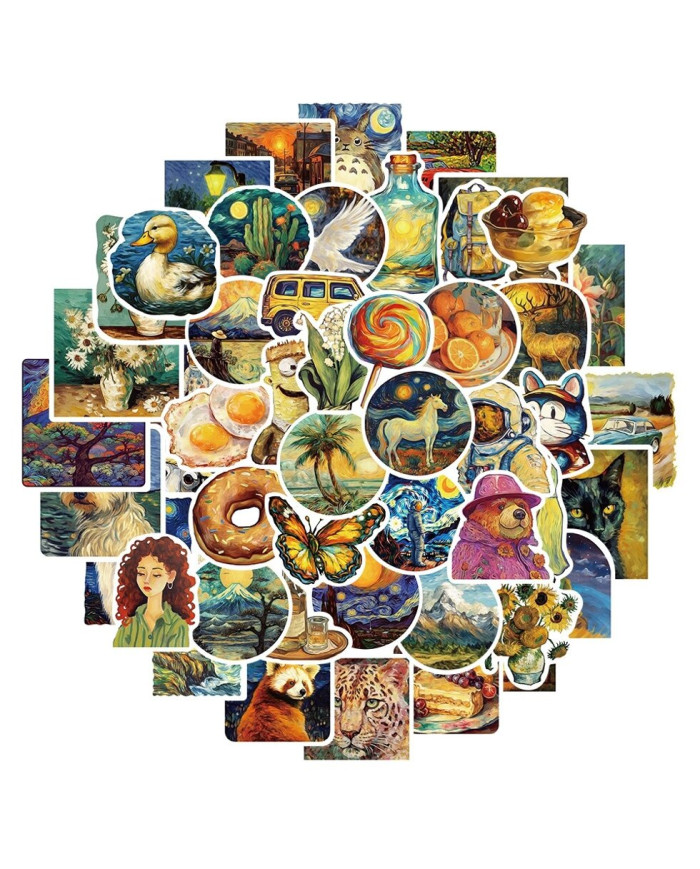 Набор наклеек Paintings 50 шт, стикеры самоклеющиеся